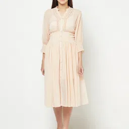 BLANC9 Peach-Coloured Chiffon Midi Dress-image-37