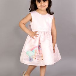 KidsDew Girls Pink Printed Midi Dress-image-50