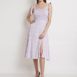 DODO & MOA Women Purple Smocked A-Line Dress-image-28