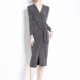 JC Collection Embellished V-Neck Sheath Midi Dress-picture-23