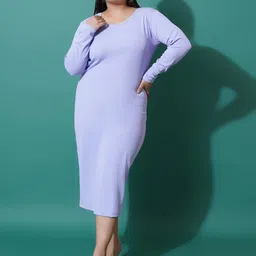 U&F Beyond Plus Size Round Neck Scuba Sheath Midi Dress-image-36