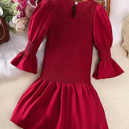 StyleCast Girls Red Smocked A-Line Midi Dress-image-4