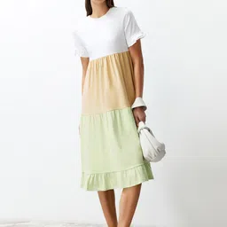 Trendyol Colourblocked Cotton A-Line Midi Dress-image-14