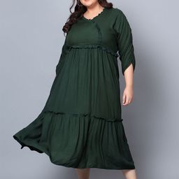 Indietoga Plus Size Ruffled Empire Midi Dress-picture-8