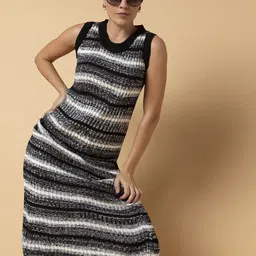 SHOWOFF Striped Sheath Midi Dress-image-30