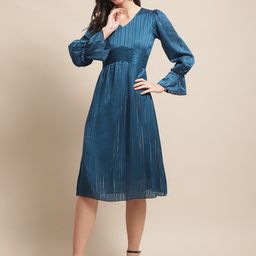 Claura Bell Sleeve Georgette A-Line Midi Dress-image-67