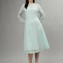 CENTRESTAGE Long Sleeves Lace Inserts A-Line Midi Dress-26