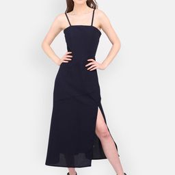 MARC LOUIS Women Blue Solid Sheath Maxi Dress-image-39