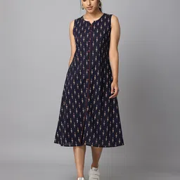 Azira Navy Blue A-Line Maxi Dress-58