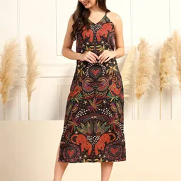 Moda Rapido Women V-Neck A-Line Midi Dress-image-11