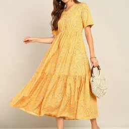 Fashfun Ethnic Motifs Print Crepe A-Line Midi Dress-picture-13