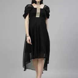 aayu High Neck Short Sleeves Georgette Maxi Dress-picture-17