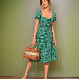 Dream Beauty Fashion Floral Print Puff Sleeve A-Line Midi Dress-image-57