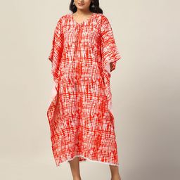 FASHION DREAM Print Kimono Sleeve Kaftan Midi Dress-image-52