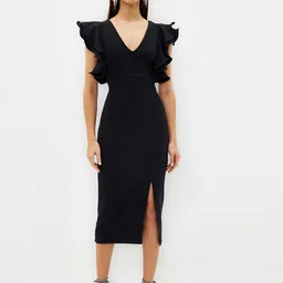 Trendyol Flutter Sleeve Sheath Midi Dress-image-8