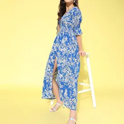SCORPIUS Floral Print Crepe Maxi Midi Dress-image-21