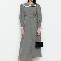Trendyol Checked Peter Pan Collar A-Line Midi Dress-picture-13