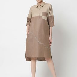 OFFICE & YOU Colourblocked Shirt Collar Dress-image-38