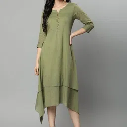 Mera Rang  A Line Cotton Midi Dress-picture-9
