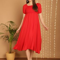 Aawari Square Neck Empire Midi Dress-image-77