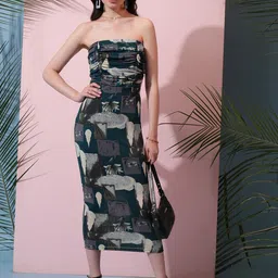 Tokyo Talkies Abstract Printed Sheath Midi Dress-image-9