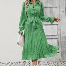 StyleCast Floral Printed Tie Up Fit & Flare Midi Dress-picture-21