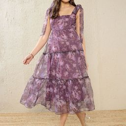 KASSUALLY Floral Print Layered Fit & Flare Midi Dress-image-8