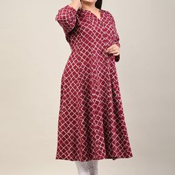 KALINI Geometric Printed A-Line Midi Kurta-picture-51