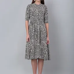 Cantabil Floral Print Fit & Flare Midi Dress-image-1