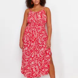 Trendyol Plus Size Floral Printed Fit & Flare Midi Dress-picture-53