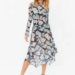 Trendyol Floral Printed Round Neck Semi Sheer A-Line Midi Dress-picture-18