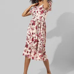 Campus Sutra Floral Print Fit & Flare Midi Dress-image-23