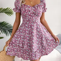 StyleCast x Revolte Floral Printed Fit & Flare Midi Dress-image-10