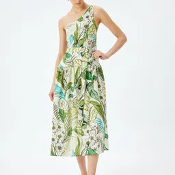 Koton Tropical Printed Fit & Flare Midi Dress-picture-46