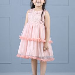 Hola Bonita Girls Embellished Ruffled Net Fit & Flare Midi Dress-image-94