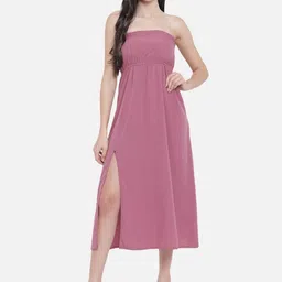ALL WAYS YOU Strapless Front Slit Empire Midi Tube Dress-picture-38