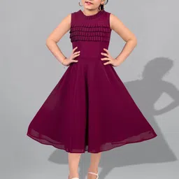 FASHION DREAM Girls Ruffles Fit & Flare Midi Dress-19
