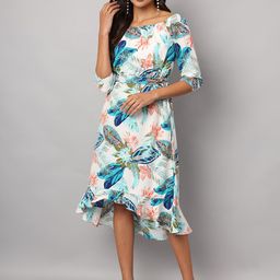 BRINNS Women Floral Print Slit Sleeve Fit & Flare Midi Dress-image-35