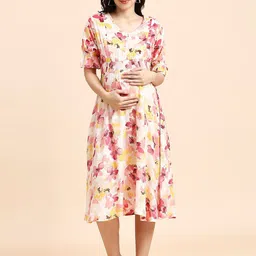 MomToBe Floral Print Maternity Fit & Flare Midi Dress-picture-41