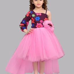 Pink Chick Printed One Shoulder Long Sleeves Satin Empire Midi Dress-picture-28