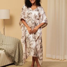 Urban Sundari Floral Printed Satin Kaftan Nightdress-image-34