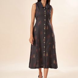 AKKRITI BY PANTALOONS Ethnic Motifs Printed Sleeveless Shirt Midi Dress-picture-16