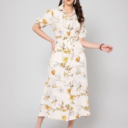 Cantabil Printed Floral Shirt Midi Dress-24
