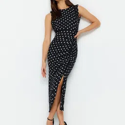 Trendyol Polka Dot Printed Bodycon Midi Dress-image-27