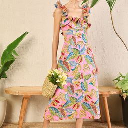 Uptownie Printed Frilled Scoop Neck Dress-image-38