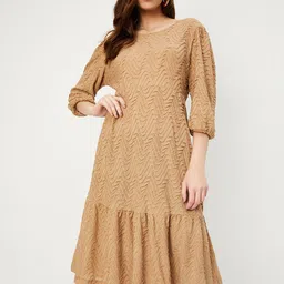 max Self Design A-Line Midi Dress-image-14