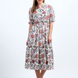 NKSA FASHION Floral Print Fit & Flare Midi Dress-picture-29