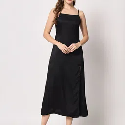 D 'VESH Shoulder Straps Satin Midi Dress-image-34