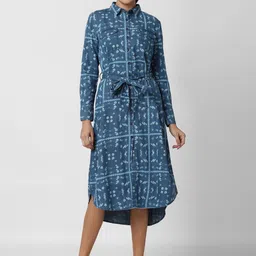 Van Heusen Woman Navy Blue Shirt Midi Dress-image-86