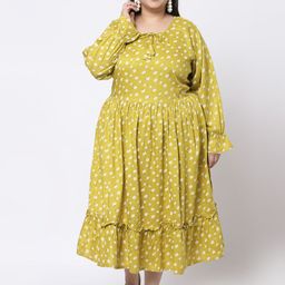 KLOTTHE Women Yellow Floral Midi Dress-picture-27